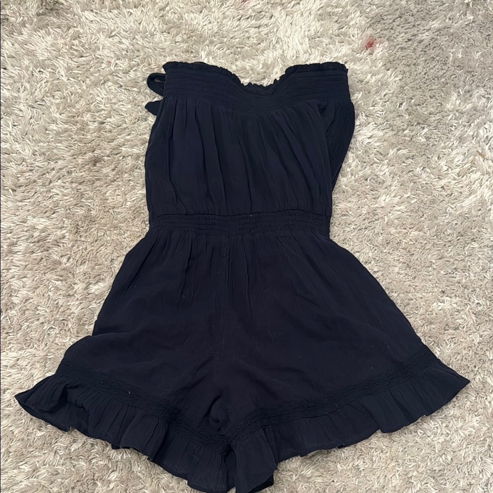 Free People Navy Ruffled Romper